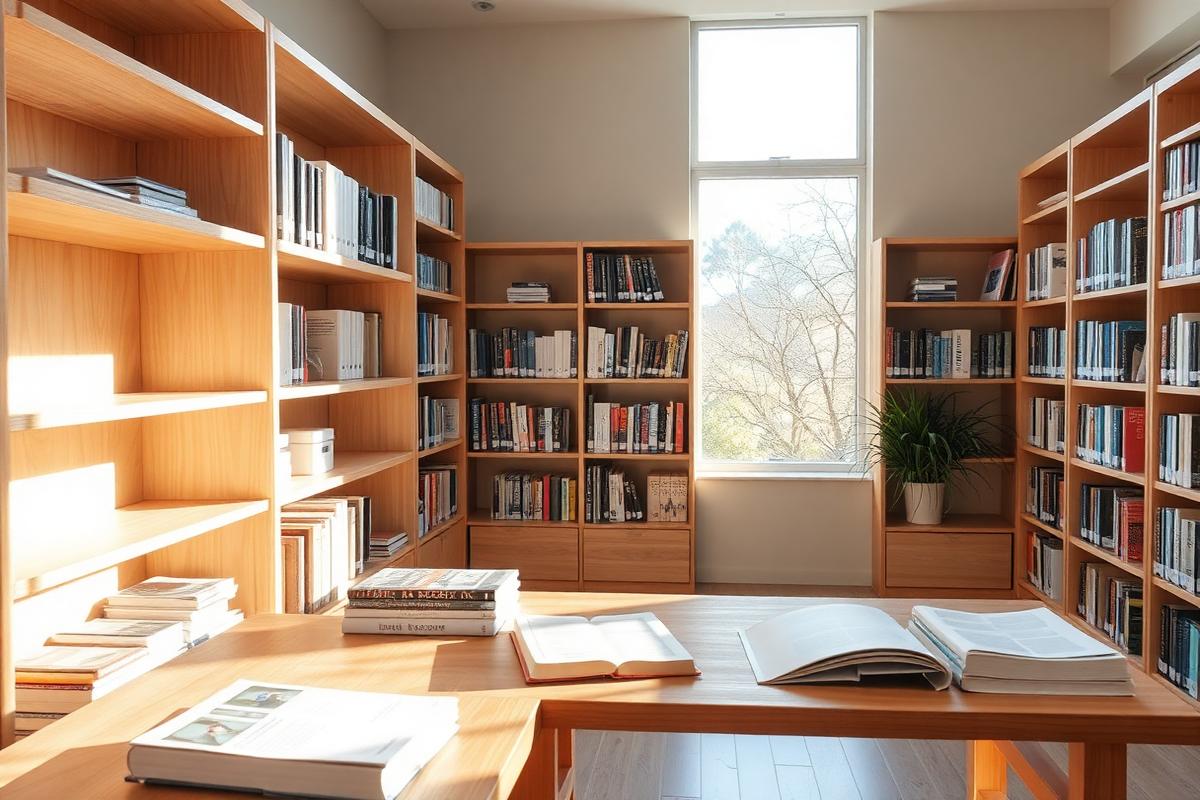 A sunlit healthcare resource library